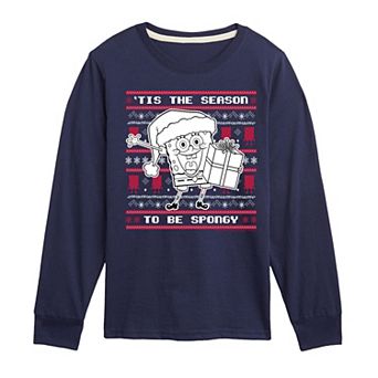 Boys 8-20 Nickelodeon Spongebob Squarepants Christmas Long Sleeve Graphic Tee