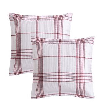 Levtex Home Peppermint Plaid 2 pc Euro Sham Set