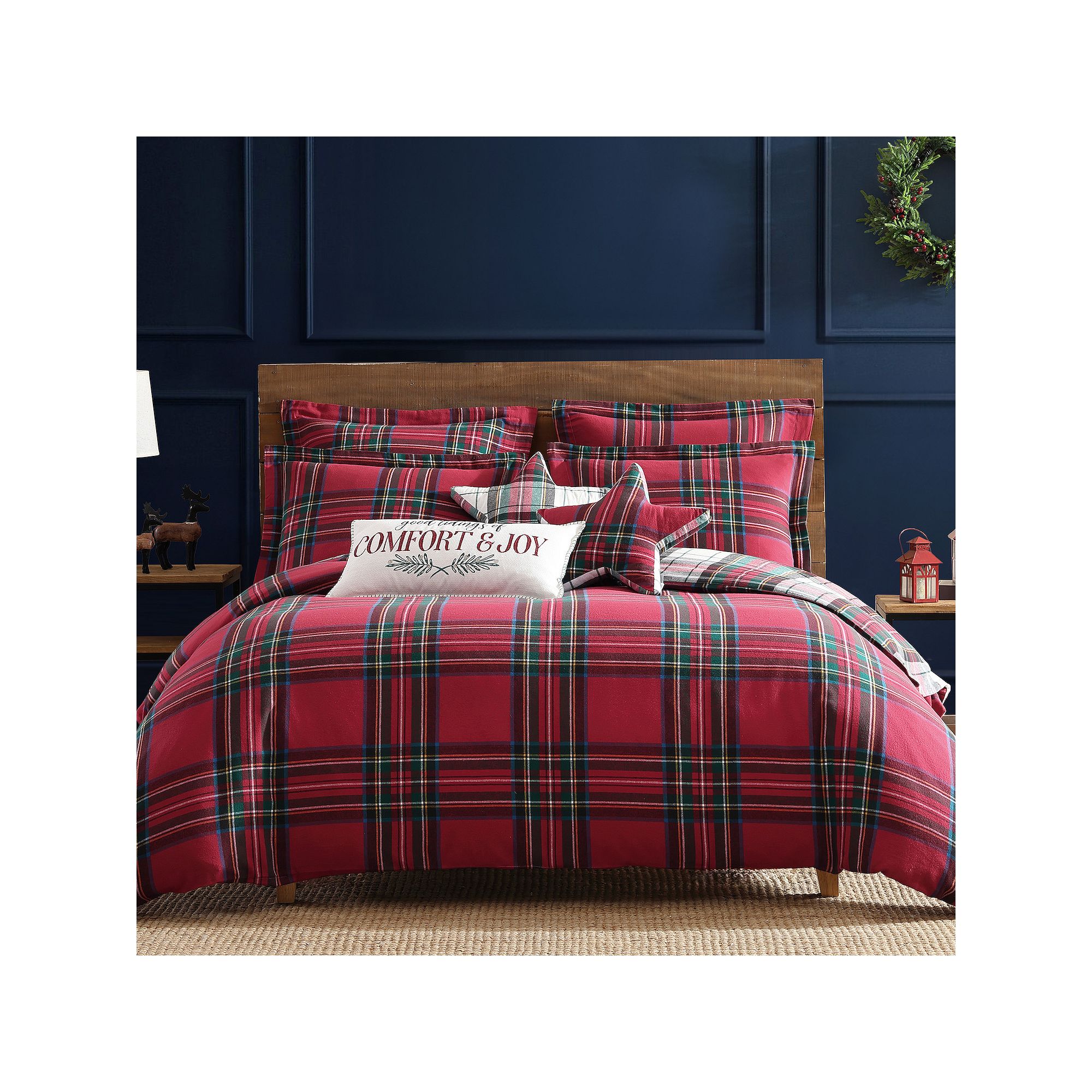 Levtex Home Spencer Plaid Flannel Twin Duvet Cover Set, Red