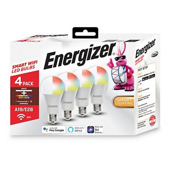 Energizer 4-Pack Smart Wi-Fi Multi-Color & White LED A19 E26 Light Bulbs