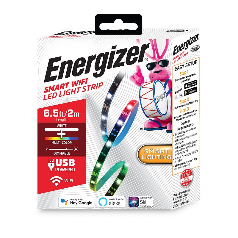 Energizer Smart Wi-Fi 6.5 Foot Multi-Color & White LED Light Strip