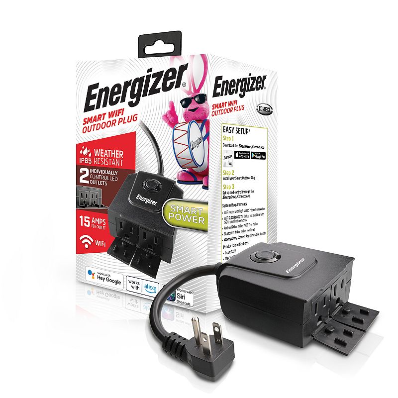 Energizer Second Generation Smart Wi-Fi Outdoor 2-Port Plug, White