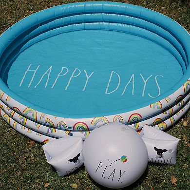 Rae Dunn 46" Happy Days Aqua Rainbow Mini Pool