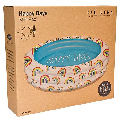 Rae Dunn 46" Happy Days Aqua Rainbow Mini Pool