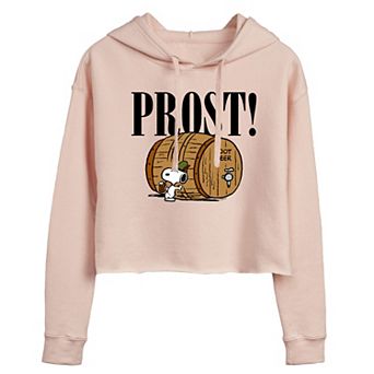 Juniors' Peanuts Prost Root Beer Snoopy Cropped Hoodie