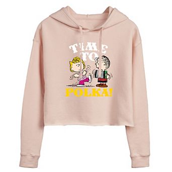 Juniors' Peanuts Time To Polka Cropped Hoodie
