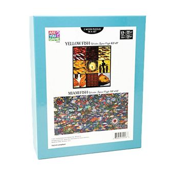 AREYOUGAMECOM 203 pc Yellow Fish Wooden Jigsaw Puzzle & 210 pc Miami Fish Wooden Jigsaw Puzzle