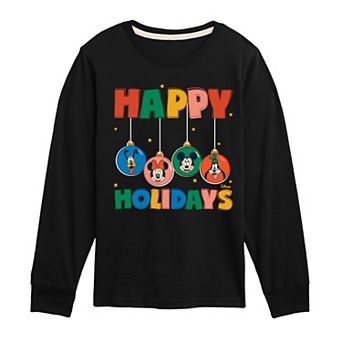 Disney's Mickey Mouse & Friends Boys 8-20 Happy Holidays Long Sleeve Graphic Tee