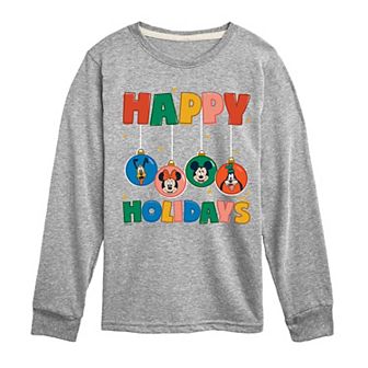 Disney's Mickey Mouse & Friends Boys 8-20 Happy Holidays Long Sleeve Graphic Tee