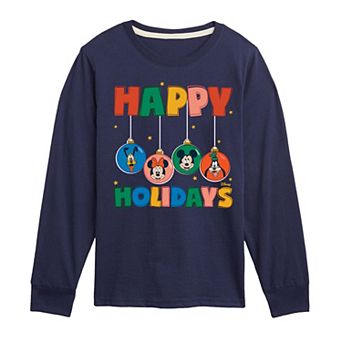 Disney's Mickey Mouse & Friends Boys 8-20 Happy Holidays Long Sleeve Graphic Tee