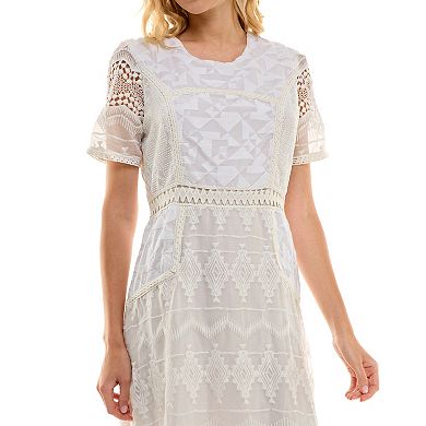 Women's Luxology Short Sleeve Patterned Midi Dress