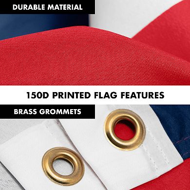 G128 Combo Set: Flag Pole Silver + Bracket 1PK AND Welcome 150D 1PK