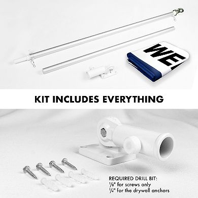 G128 Combo Set: Flag Pole Silver + Bracket 1PK AND Welcome 150D 1PK