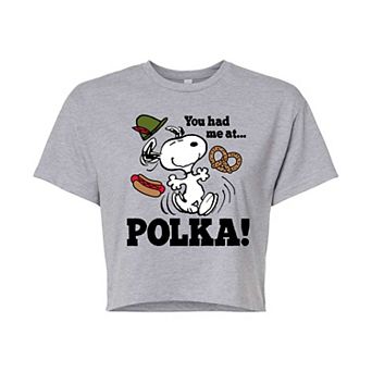 Juniors' Peanuts You Had Me At Polka Cropped Tee