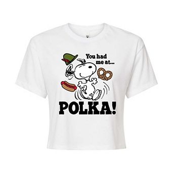 Juniors' Peanuts You Had Me At Polka Cropped Tee