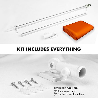 G128 Combo Set: Flag Pole Silver + Bracket 1PK AND Orange 150D 1PK