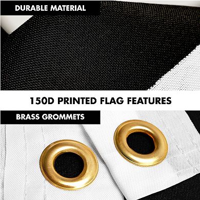 G128 Combo Set: Flag Pole Silver + Bracket 1PK AND Checkered Flag 150D 1PK