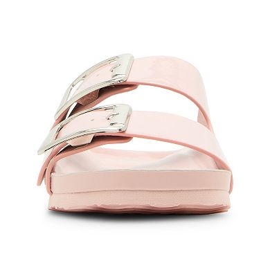 Madden Girl Natural Bodiee Patent Buckle Slide Sandals