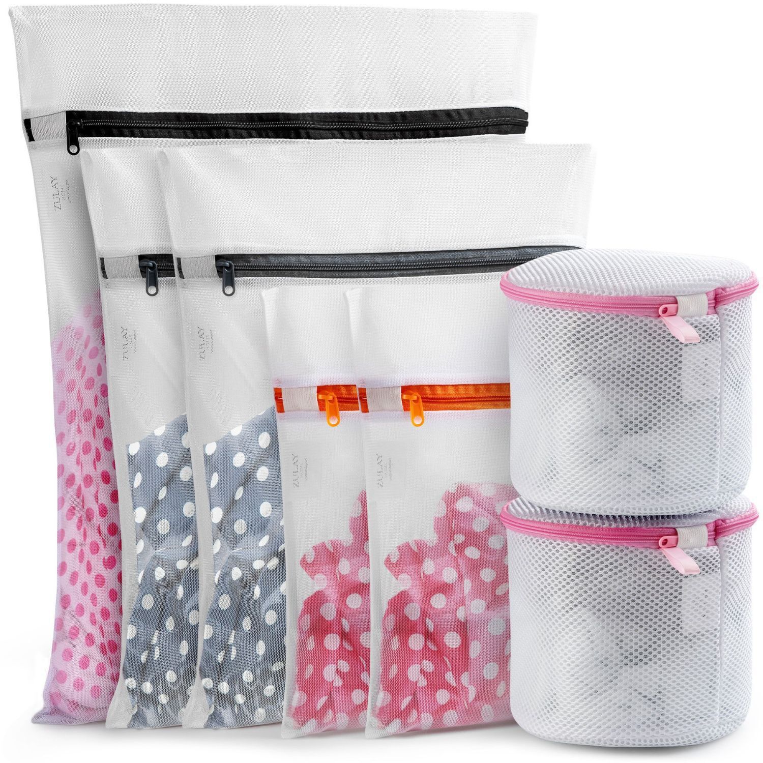 Bra Laundry Bags, 3pcs Mesh Wash Bags Cylindrical Zips Washing Machine Bag  For Bra, Underwear, Socks, Travel Laundry Storage, Organization