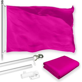 G128 Combo Set: Flag Pole Silver + Bracket 1 pk AND Magenta 150D 1 pk