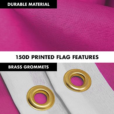 G128 Combo Set: Flag Pole Silver + Bracket 1PK AND Magenta 150D 1PK