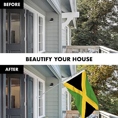 G128 Combo Set: Flag Pole Silver + Bracket 1PK AND Jamaica 150D 1PK