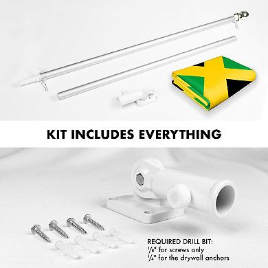 G128 Combo Set: Flag Pole Silver + Bracket 1PK AND Jamaica 150D 1PK