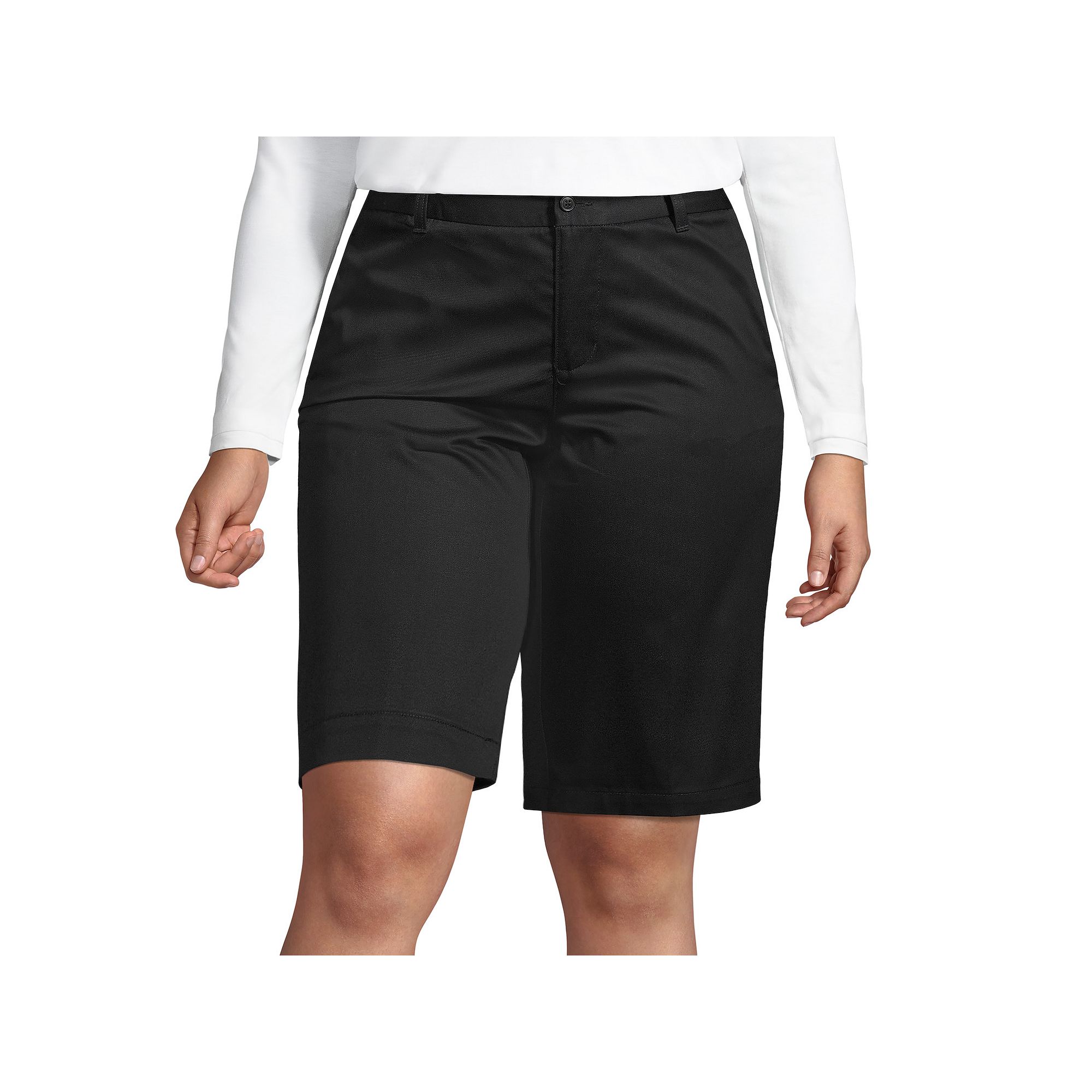 Plus Size Lands End School Uniform Plain Front Blend Chino Shorts, Womens