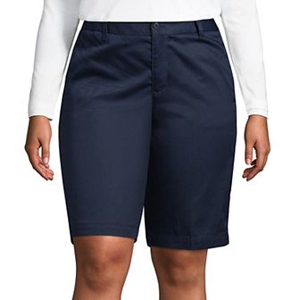 Plus Size Lands' End School Uniform Plain Front Blend Chino Shorts