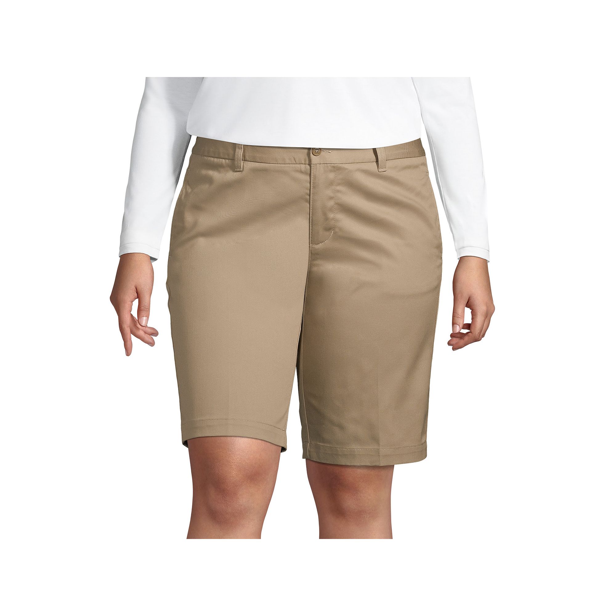 Plus Size Lands End School Uniform Plain Front Blend Chino Shorts, Womens