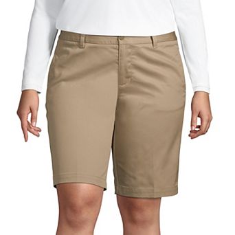 Plus Size Lands' End School Uniform Plain Front Blend Chino Shorts
