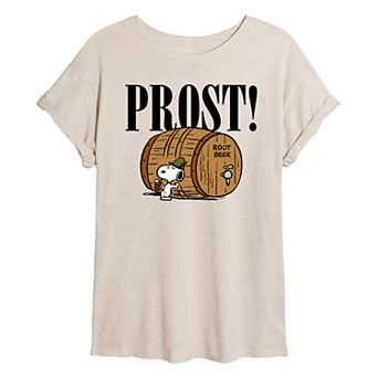 Juniors' Peanuts Prost Root Beer Snoopy Oversized Tee