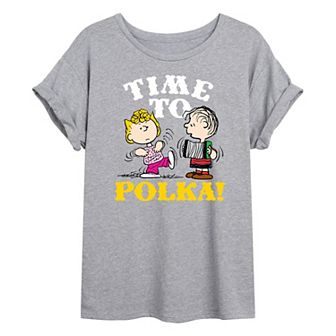 Juniors' Peanuts Time To Polka Oversized Tee