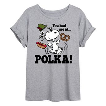 Juniors' Peanuts You Had Me At Polka Oversized Tee