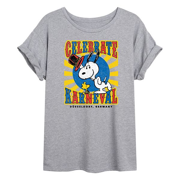 Juniors' Peanuts Snoopy Celebrate Karneval Oversized Tee