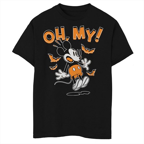 Disney's Mickey Mouse Boys 8-20 Halloween Oh My Bats Scared Husky Tee