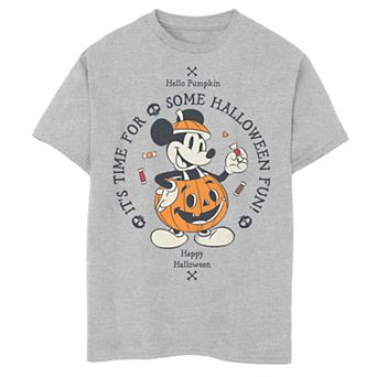 Disney's Mickey Mouse Boys 8-20 Halloween It's Time For Some Fun Jack-o'-lantern Husky Tee