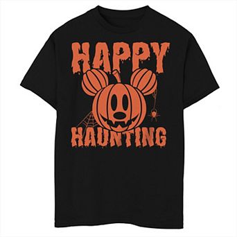 Disney's Mickey Mouse Boys 8-20 Halloween Mouse Jack-o'-lantern Happy Hauntings Husky Tee