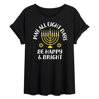 Juniors' Eight Days Hanukkah Oversized Tee