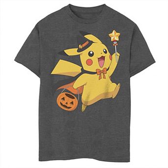 Boys Pokemon Pikachu Wizard Costume Pumpkin Basket Graphic Tee