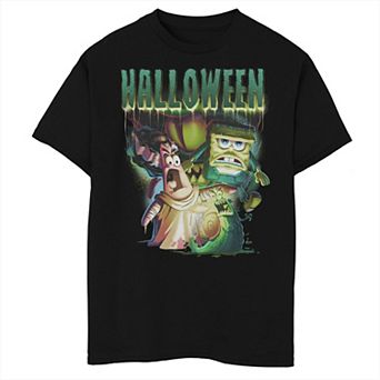 Boys Nickelodeon SpongeBob SquarePants Halloween Patrick Gary Frankenstein Husky Graphic Tee