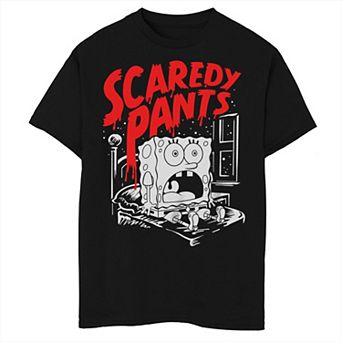 Boys Nickelodeon SpongeBob SquarePants Halloween Scaredy Pants Husky Graphic Tee