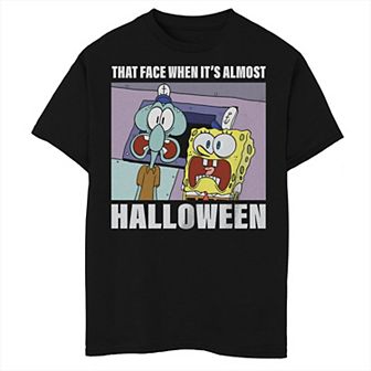 Boys Nickelodeon SpongeBob SquarePants Halloween Squidward Face Meme Husky Graphic Tee