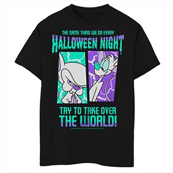 Boys Pinky and the Brain Halloween Night Takeover Quote Husky Graphic Tee