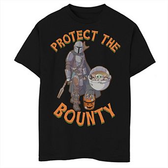 Boys Star Wars The Mandalorian Halloween Protect The Bounty Husky Graphic Tee