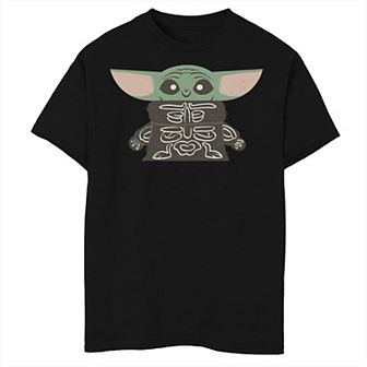Boys Star Wars The Mandalorian Halloween Grogu Skeleton Costume Husky Graphic Tee
