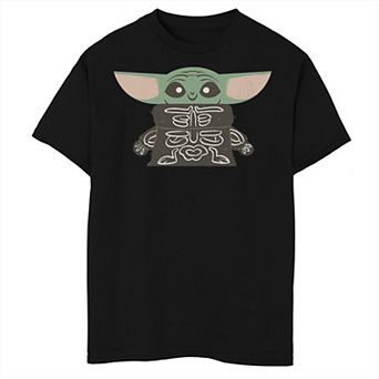 Boys Star Wars The Mandalorian Halloween Grogu Skeleton Costume Husky Graphic Tee