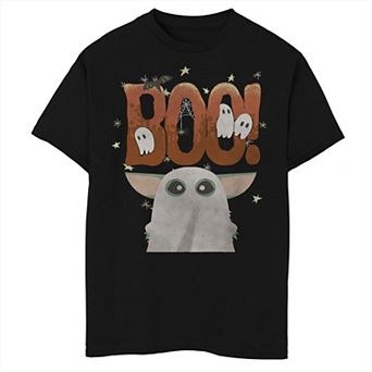Boys Star Wars The Mandalorian Halloween Grogu Boo Ghost Costume Husky Graphic Tee