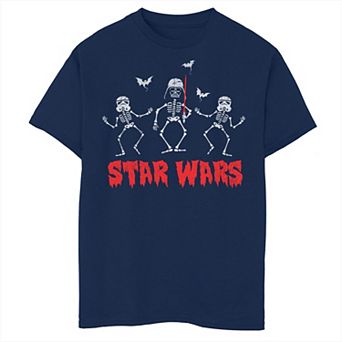 Boys Star Wars Vader Troopers Bats And Skeletons Husky Graphic Tee