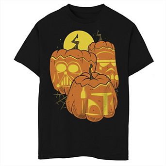 Boys Star Wars Empire Strikes Back Halloween Helmets Jack-o'-lanterns Husky Graphic Tee